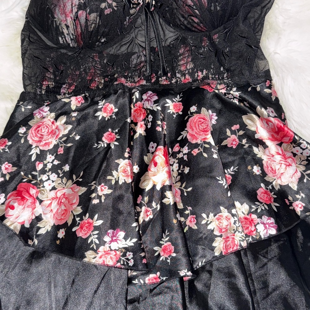 Floral Black and Pink Peplum Top